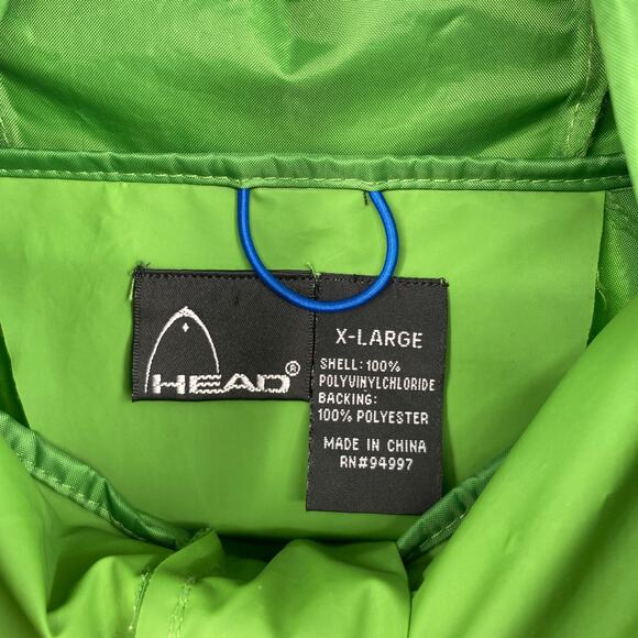 Head Full Zip Long Sleeve Raincoat Outdoor Jacket Green Kids Size XL - Picture 5 of 10